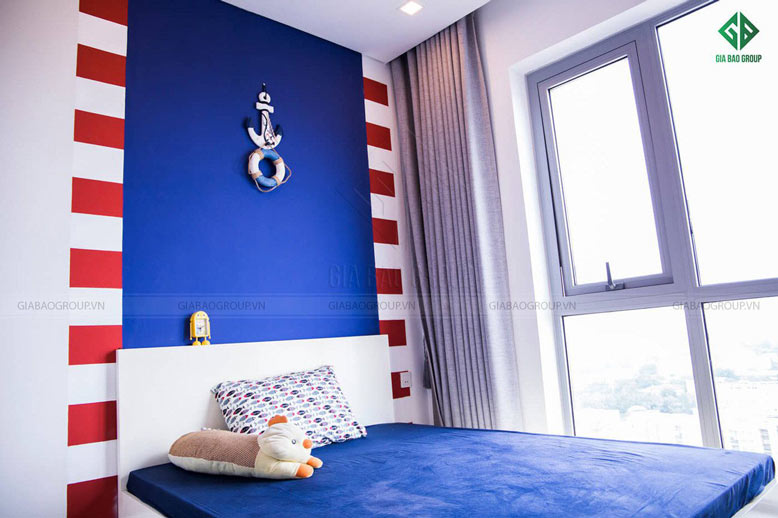 Thiết kế nội thất căn hộ 2 phòng ngủ với tông xanh và trắng nhẹ nhàng