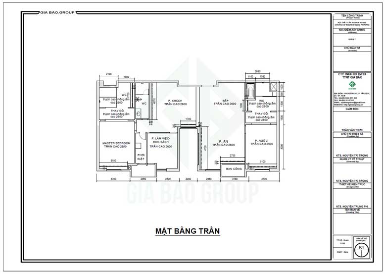 Mặt bằng trần trong thiết kế nội thất căn hộ Penthouse quận 7