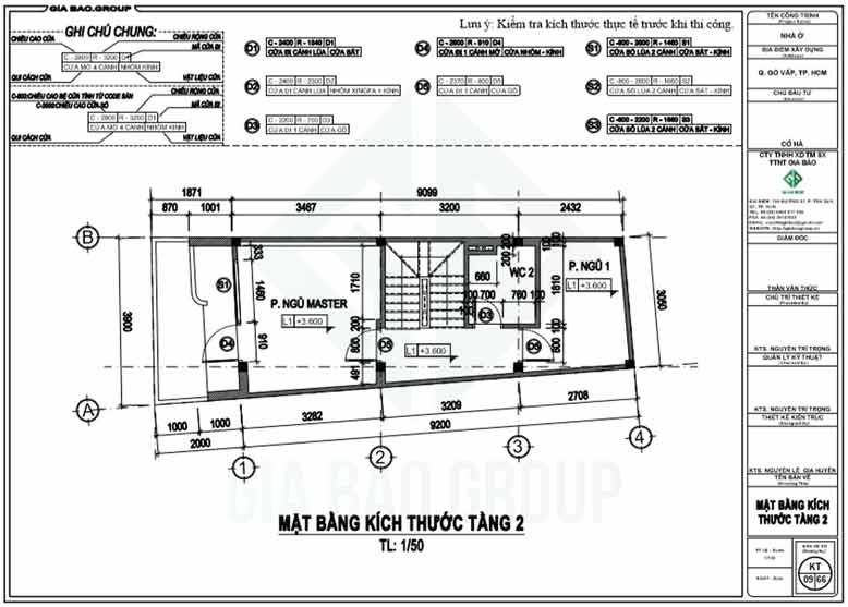 Mặt bằng tầng 2 của thiết kế thi công nhà phố hiện đại 