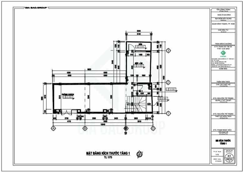 Tầng trệt của thiết kế nhà ống