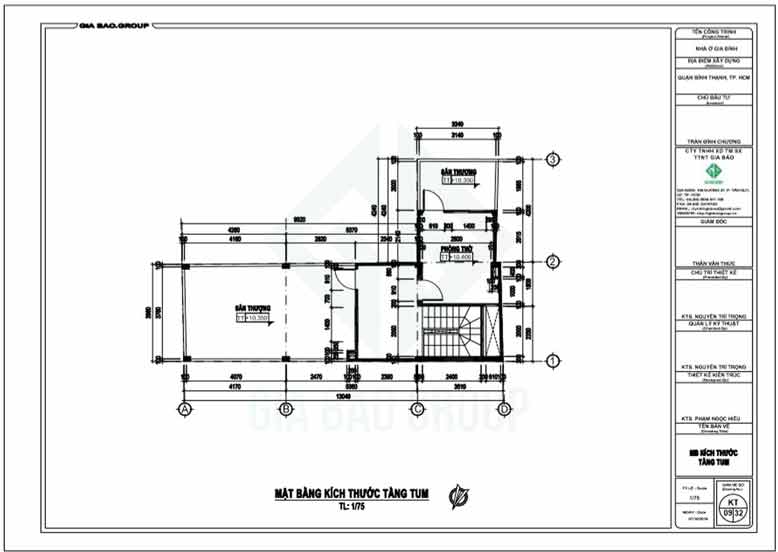 Tầng tum của thiết kế nhà ống