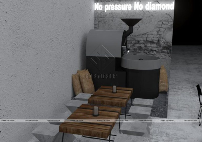 Thiết kế quán cafe với tông màu tối giản đen trắng