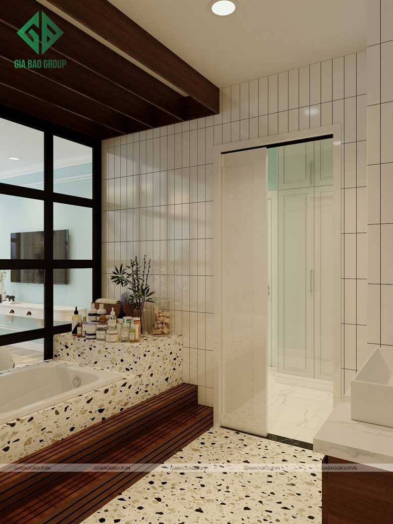 Mẫu nội thất căn hộ tân cổ điển với thiết kế phòng tắm sang trọng