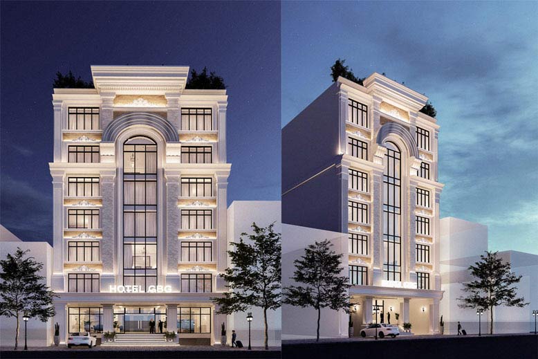 Thiết kế khách sạn 8 tầng tân cổ điển đẹp tại Vũng Tàu