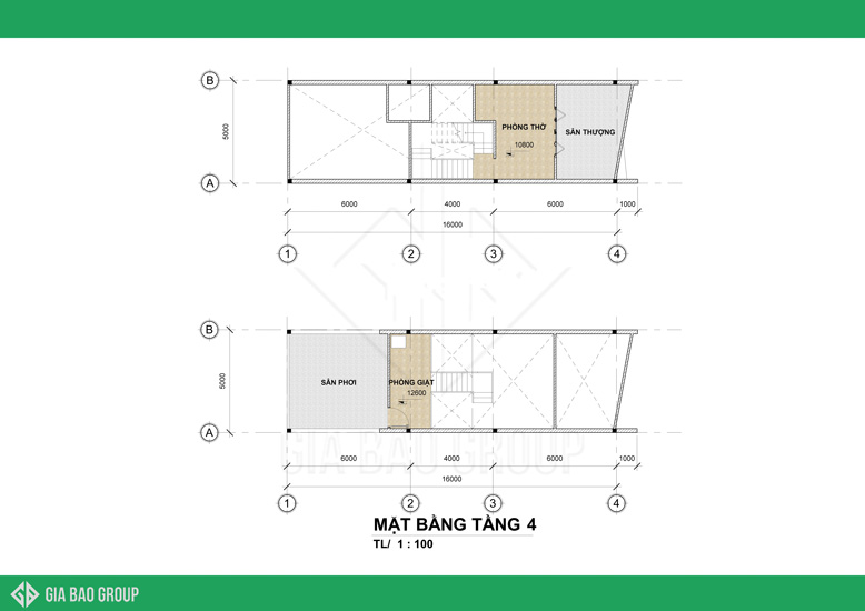 Tầng 4 mẫu nhà phố 1 trệt 3 lầu đẹp