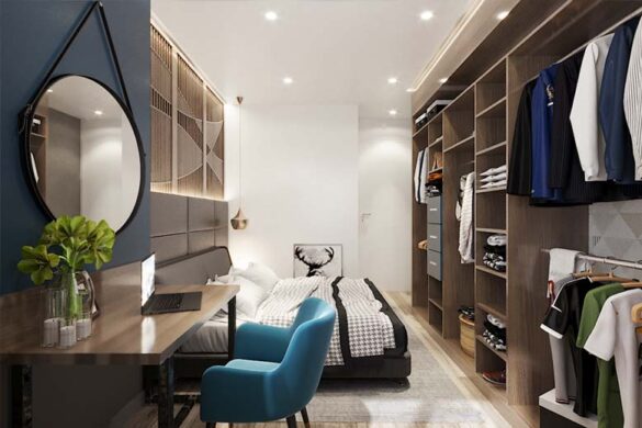 Thiết kế phối cảnh nội thất chung cư cho phòng ngủ phong cách hiện đại trẻ trung