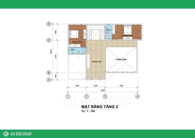 Mặt bằng thiết kế tầng 2