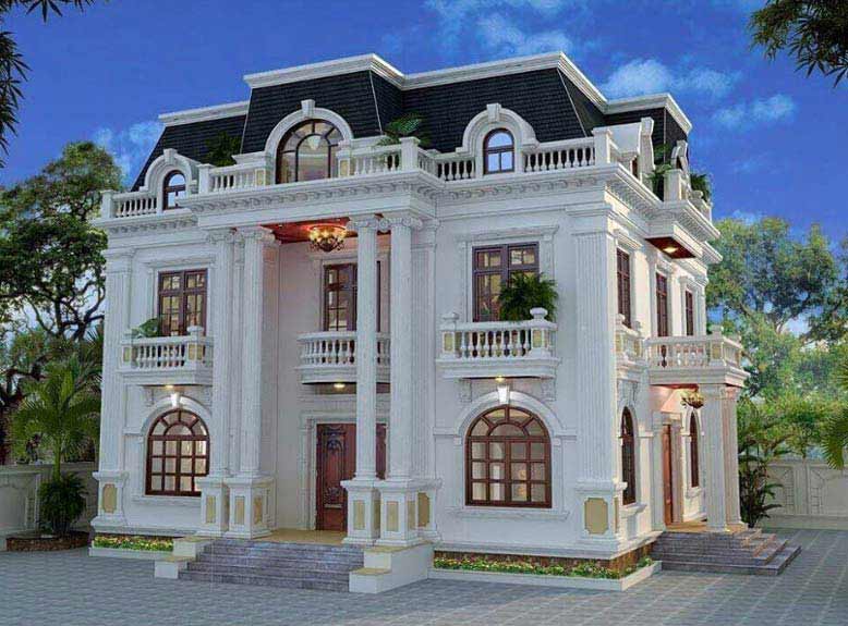 Biệt thự 2 tầng tân cổ điển thu hút bởi màu sắc nhã nhặn