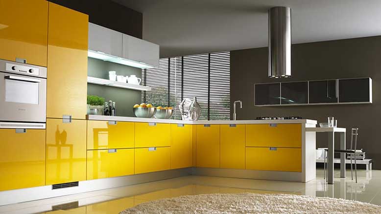 Phòng bếp hợp màu vàng trong phong thủy