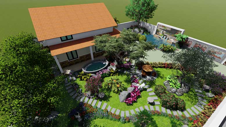 Nhà cấp 4 sân vườn mang không gian sống xanh và thoáng mát cho khách  hàng.