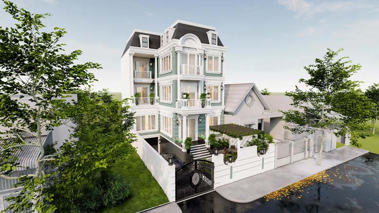 Mẫu nhà tân cổ điển dành cho gia chủ sành điệu.