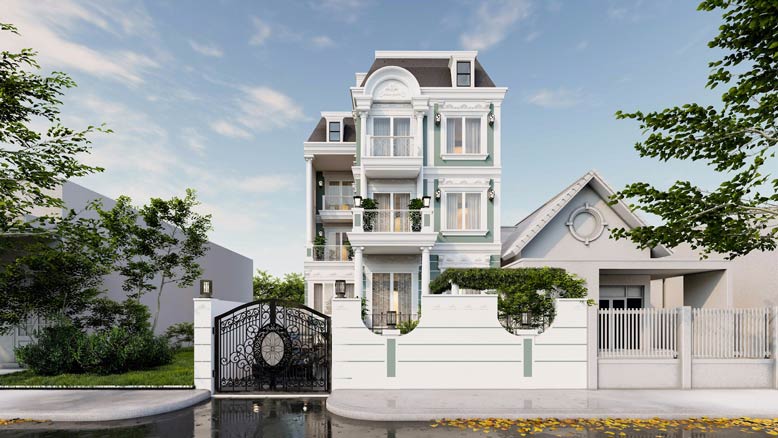 Mẫu nhà tân cổ điển của anh Trung.