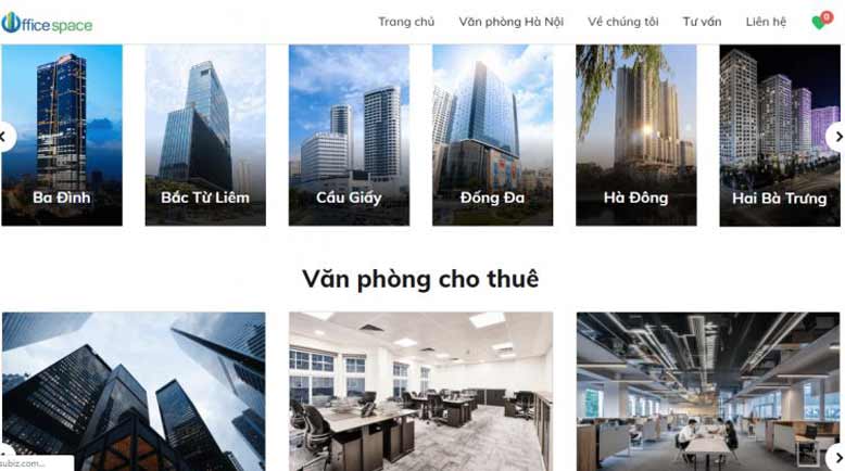 Website của công ty cho thuê văn phòng Office Space