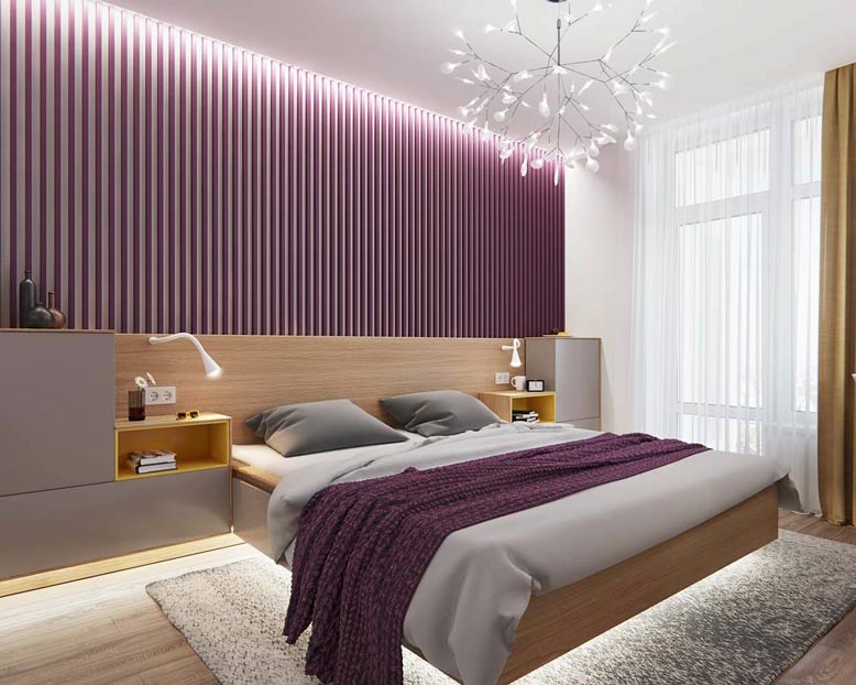Những mẫu phòng ngủ màu tím đa dạng cách thiết kế