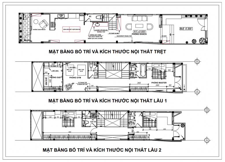 Bản vẽ thiết kế nhà phố 3 tầng 1 tum