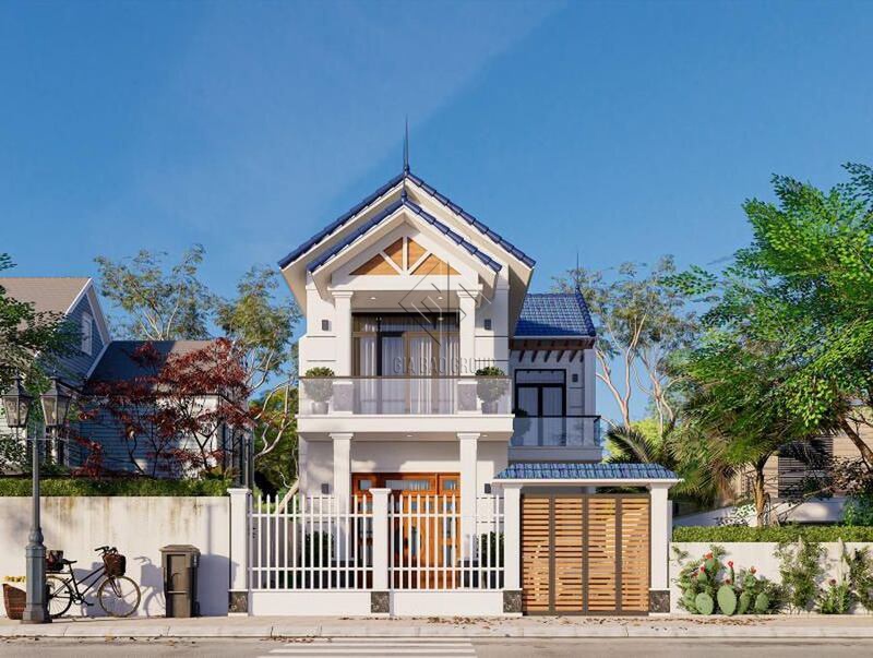 Thiết kế nhà phố đẹp 2 tầng mái Thái