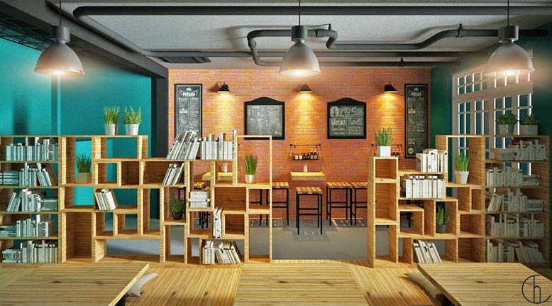 Thiết kế quán cafe sách yên tỉnh