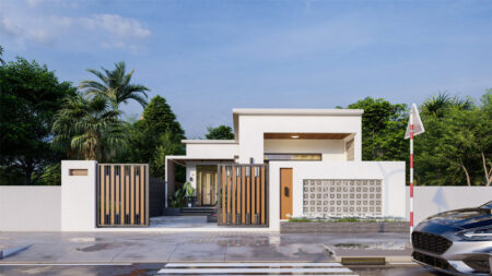 Mẫu thiết kế nhà cấp 4 mái bằng hiện đại nhà anh Vương, Bình Phước