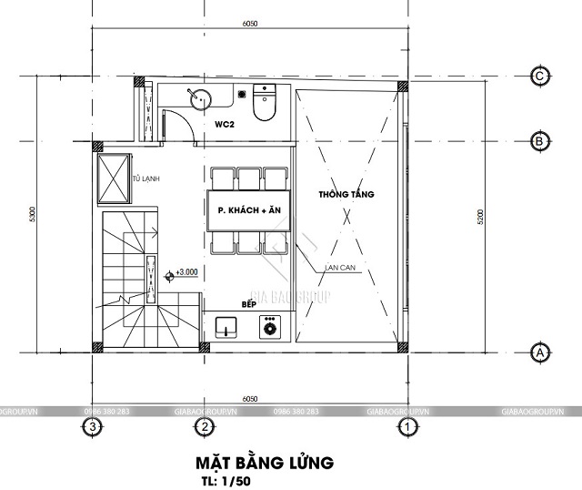 Mặt bằng tầng lửng theo lối thiết kế hiện đại