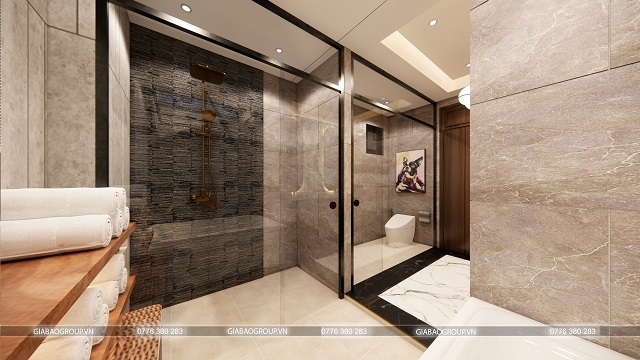 Phòng tắm biệt thự "3 gian" phong cách hiện đại