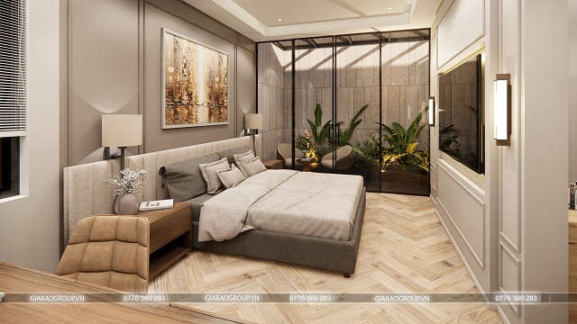 Phòng ngủ master biệt thự "3 gian" phong cách hiện đại