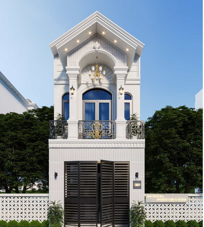 Thiết kế nhà phố 2 tầng 7x10m phong cách tân cổ điển