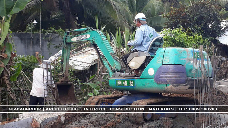 Thi công nền móng cho công trình nhà Mr Jo tại Trà Vinh bởi công ty xây nhà trọn gói Gia Bảo Group