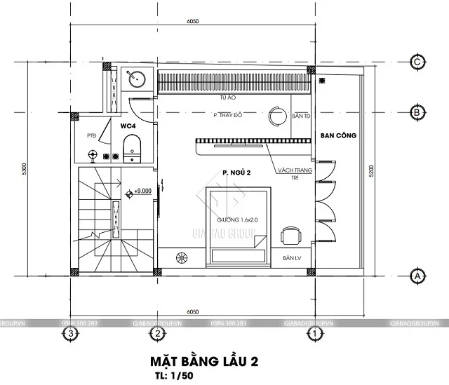 Mặt bằng tầng 2 theo lối thiết kế hiện đại