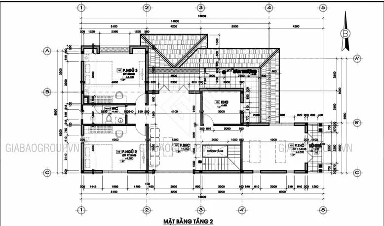 Bản thiết kế mẫu biệt thự 2 tầng hiện đại