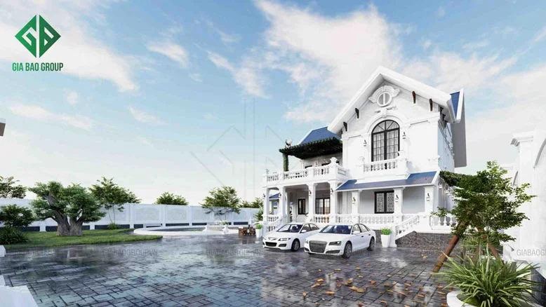 Biệt thự 2 tầng sân vườn với phong cách hiện đại và sang trọng