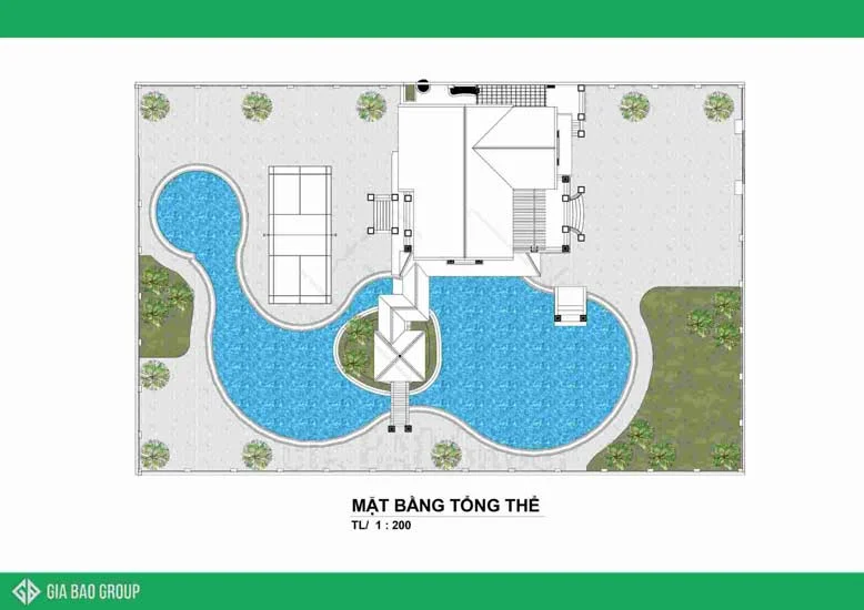 Mặt bằng tổng thể của biệt thự 2 tầng