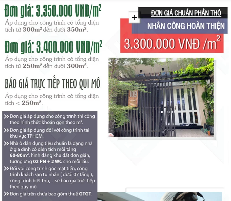 Bảng báo giá thi công phần thô của Gia Bao Group