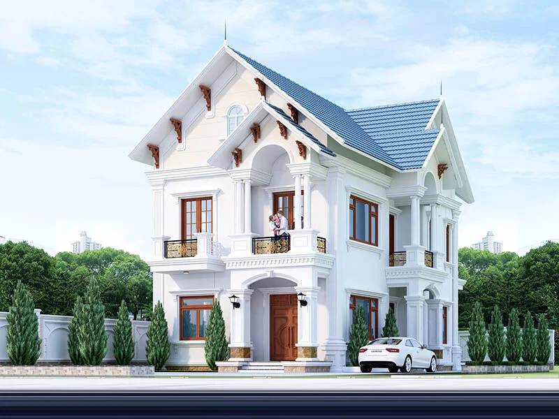 Biệt thự 2 mặt tiền mái thái phong cách tân cổ điển