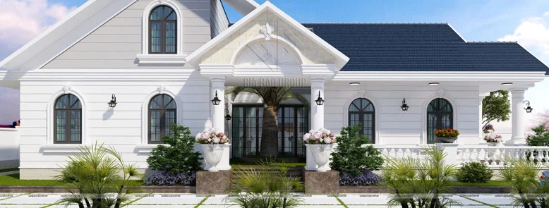 Ảnh thiết kế  biệt thự một trệt mái ngói hiện đại