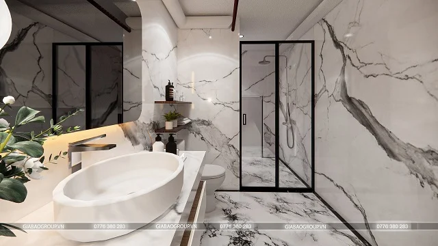 Nhà vệ sinh sau cải tạo căn hộ phong cách hiện đại