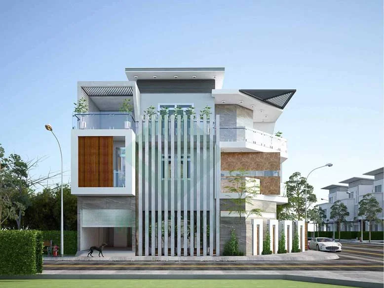 Hình 3D của căn biệt thự 3 tầng tân cổ điển