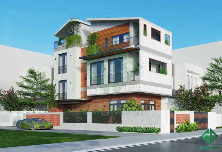 Sự kết hợp màu sắc ấm áp của mẫu nhà phố 3 tầng