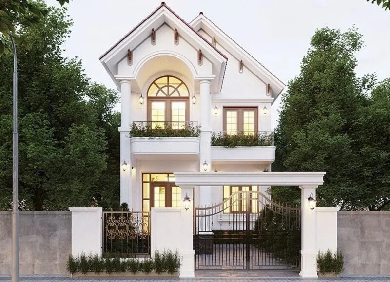 Mẫu mặt tiền nhà phố 2 tầng 6m mái Thái