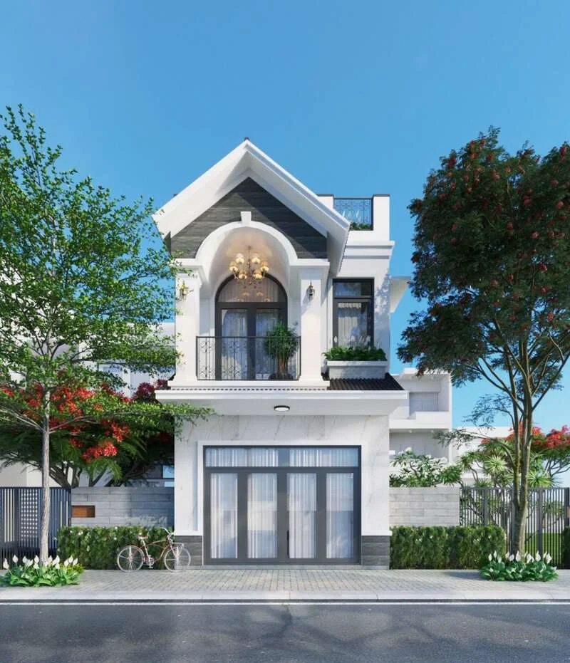 Mẫu mặt tiền nhà phố 7m 2 tầng mái Thái