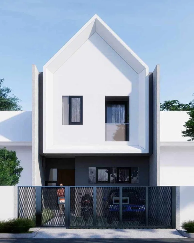 Mẫu mặt tiền nhà phố 7m 2 tầng thiết kế lệch tầng