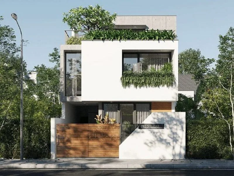 Mặt tiền nhà phố 7m 2 tầng mái bằng