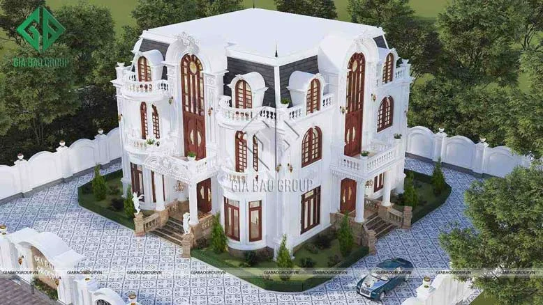 Mặt tiền biệt thự cổ điển được các kiến trúc sư chăm chút tỉ mỉ