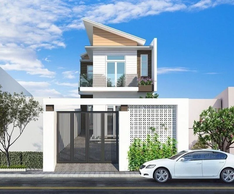 Mẫu nhà phố 2 tầng 7x15m mái lệch
