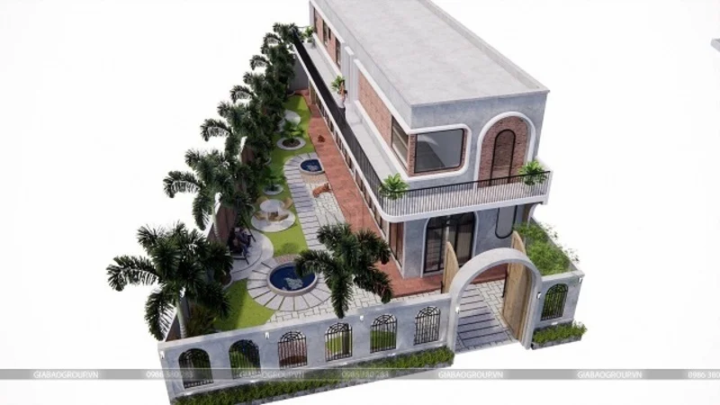 Nhà và sân vườn được bố trí hợp lý