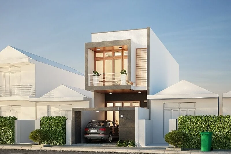 Mẫu nhà phố đẹp 2 tầng 5x20 thiết kế mái bằng