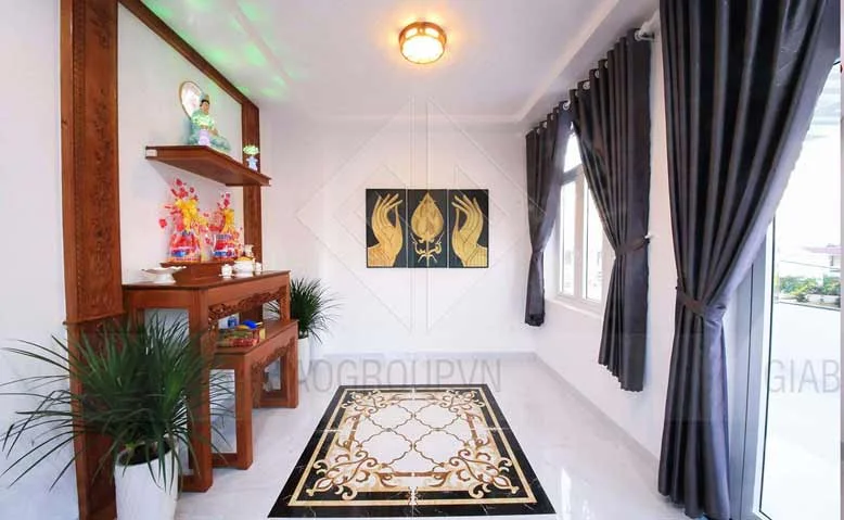 Phòng thờ trong thiết kế mẫu nhà phố đẹp 3 tầng 