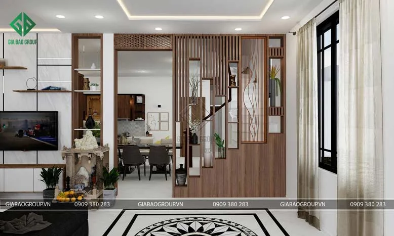 Thiết kế không gian phòng khách liên thông với phòng bếp