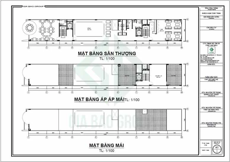 Ảnh mặt bằng sân thượng, mái và áp mái của mẫu khách sạn hiện đại 10 tầng