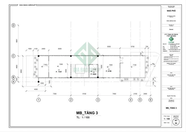 Tầng 3 mẫu thiết kế nhà phố 3 tầng đẹp 
