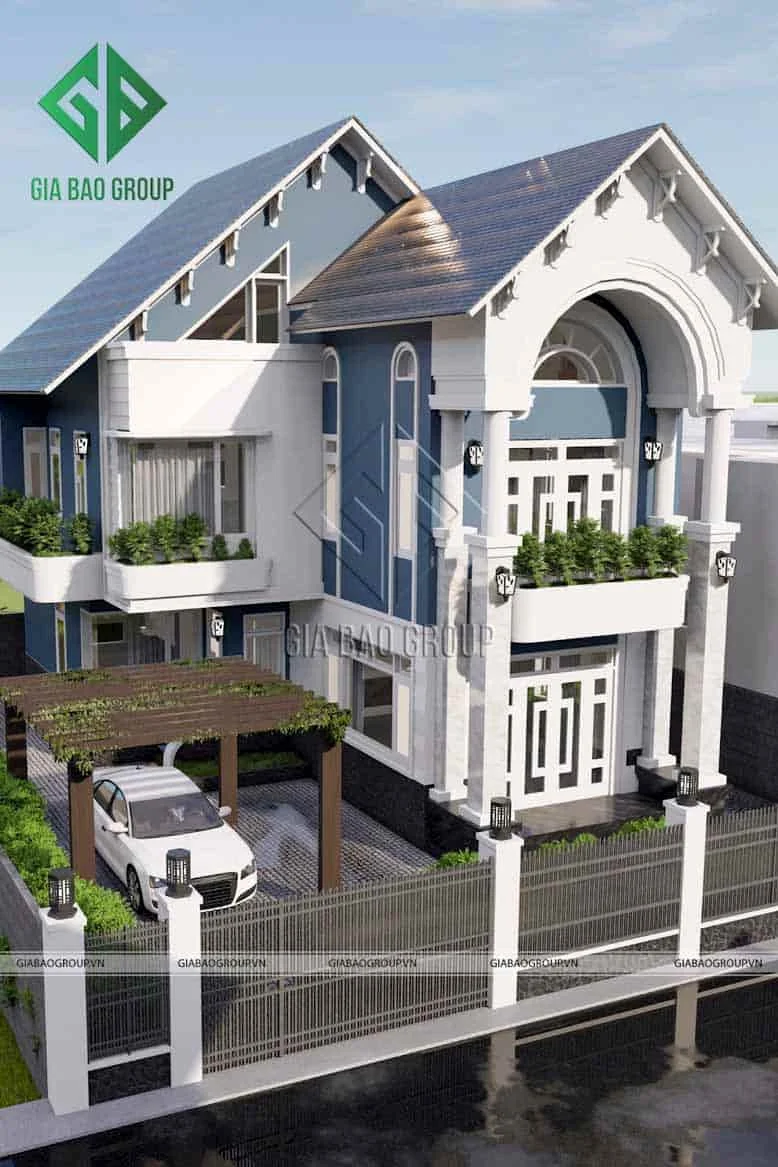 Thiết kế sân vườn, tiểu cảnh đặc sắc của nhà mái thái 2 tầng